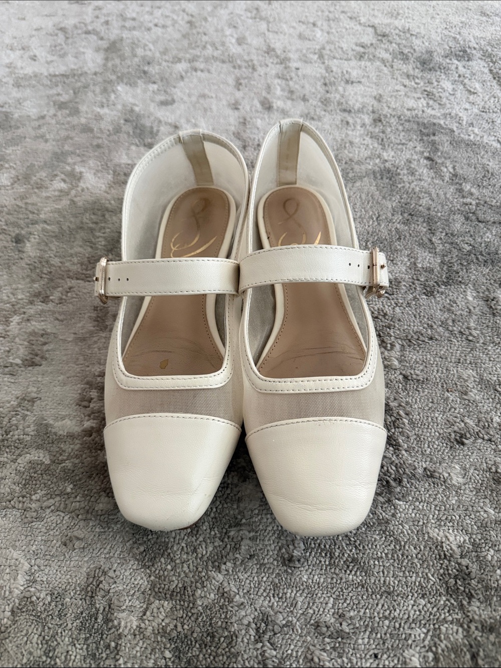 Sam Edelman Cream Mary Jane Flats with Buckle Strap